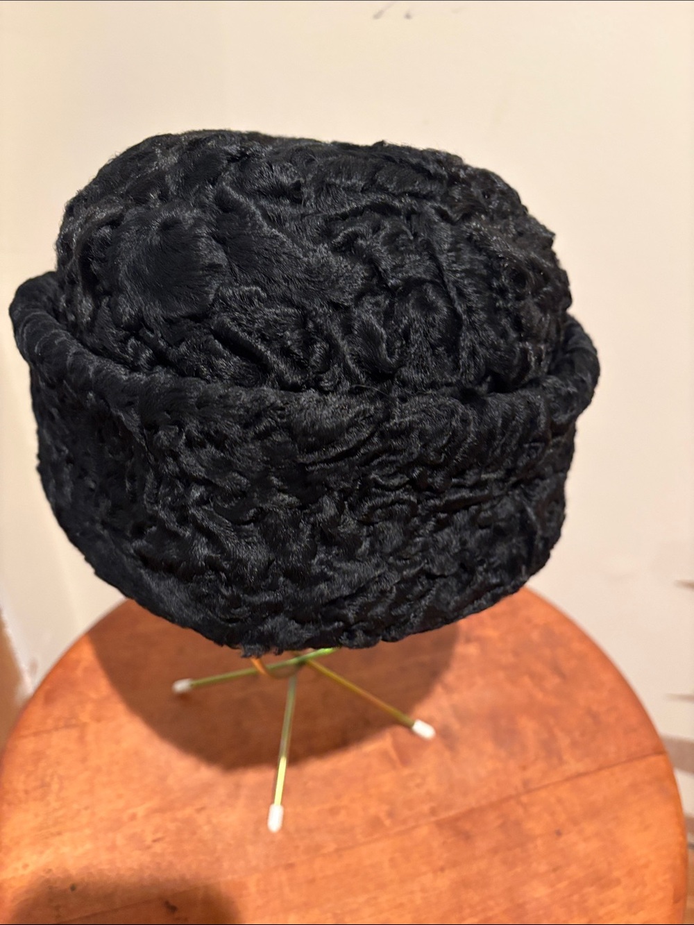 I rage custom made Black Faux Fur Pillbox Hat - Women's Winter Accessory